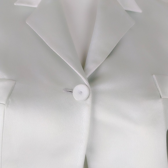 Martine Sitbon Ice Mint Satin Crop Tuxedo Blazer S - Picture 3 of 6